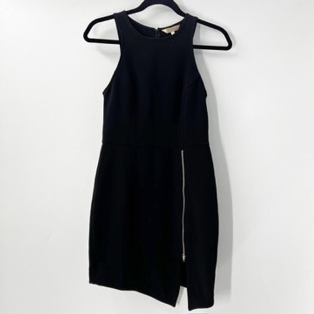 Shilla Black Sleeveless Bodycon Mini Dress Asymmetrical Zip Detail Party‎